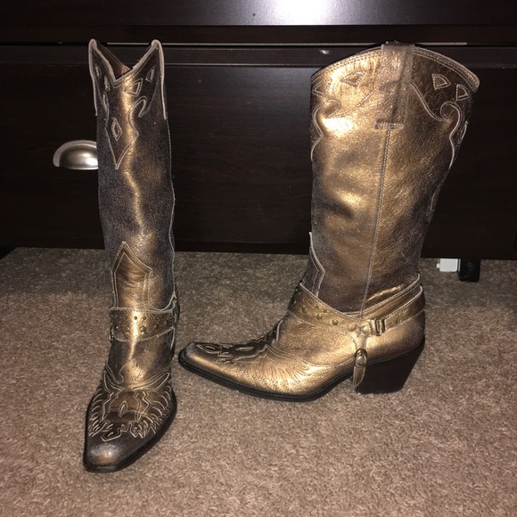 metallic gold cowboy boots